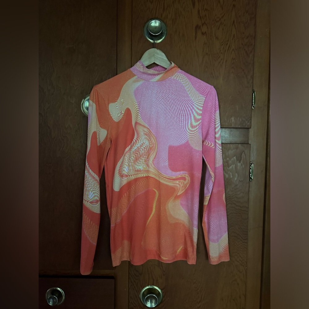 ERL Pink & Orange Graphic Long Sleeve Shirt (Size SMALL)
